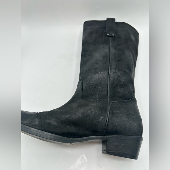 Vintage Foundry Aliza Cowboy Cowgirl campus riding boot black Leather square toe - Picture 9 of 17